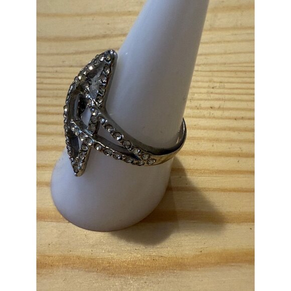 Star Rhinestone Silver Tone Adjustable Ring - Picture 4 of 8